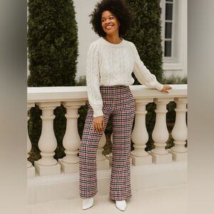 Trina Turk Y2K Straight‑Leg Houndstooth Plaid Pants 14 Eclectic Grandpa